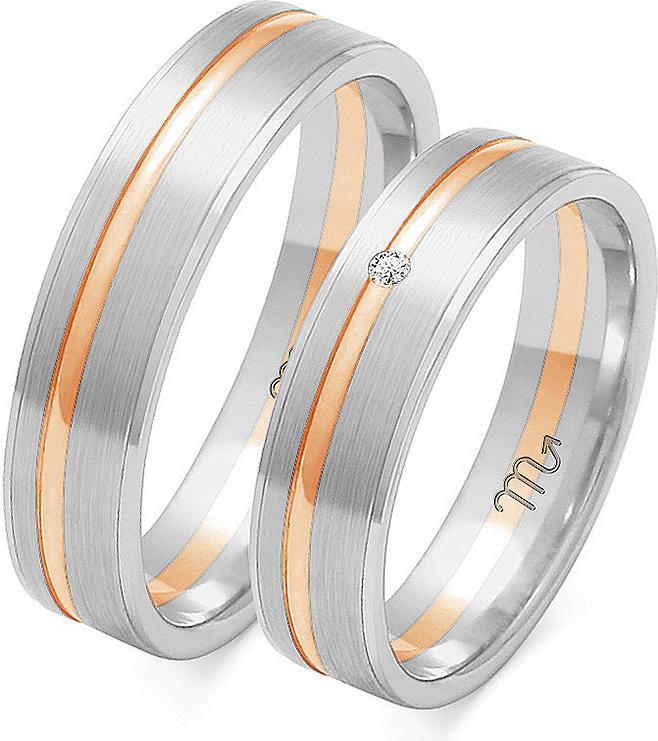 Růžové zlato, jemný snubní prsten 14K 585 r 23 24 25, unisex kolekce gravírování