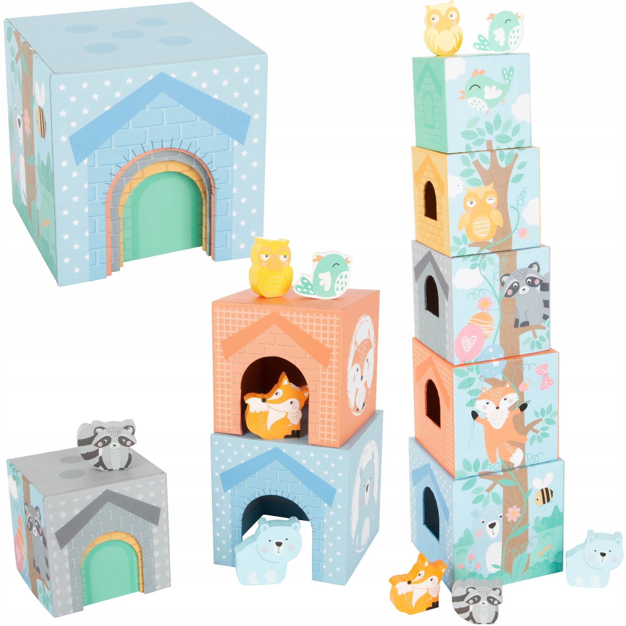 

Wieża Układanka Piramida Klocki Figurki Zwierzątka