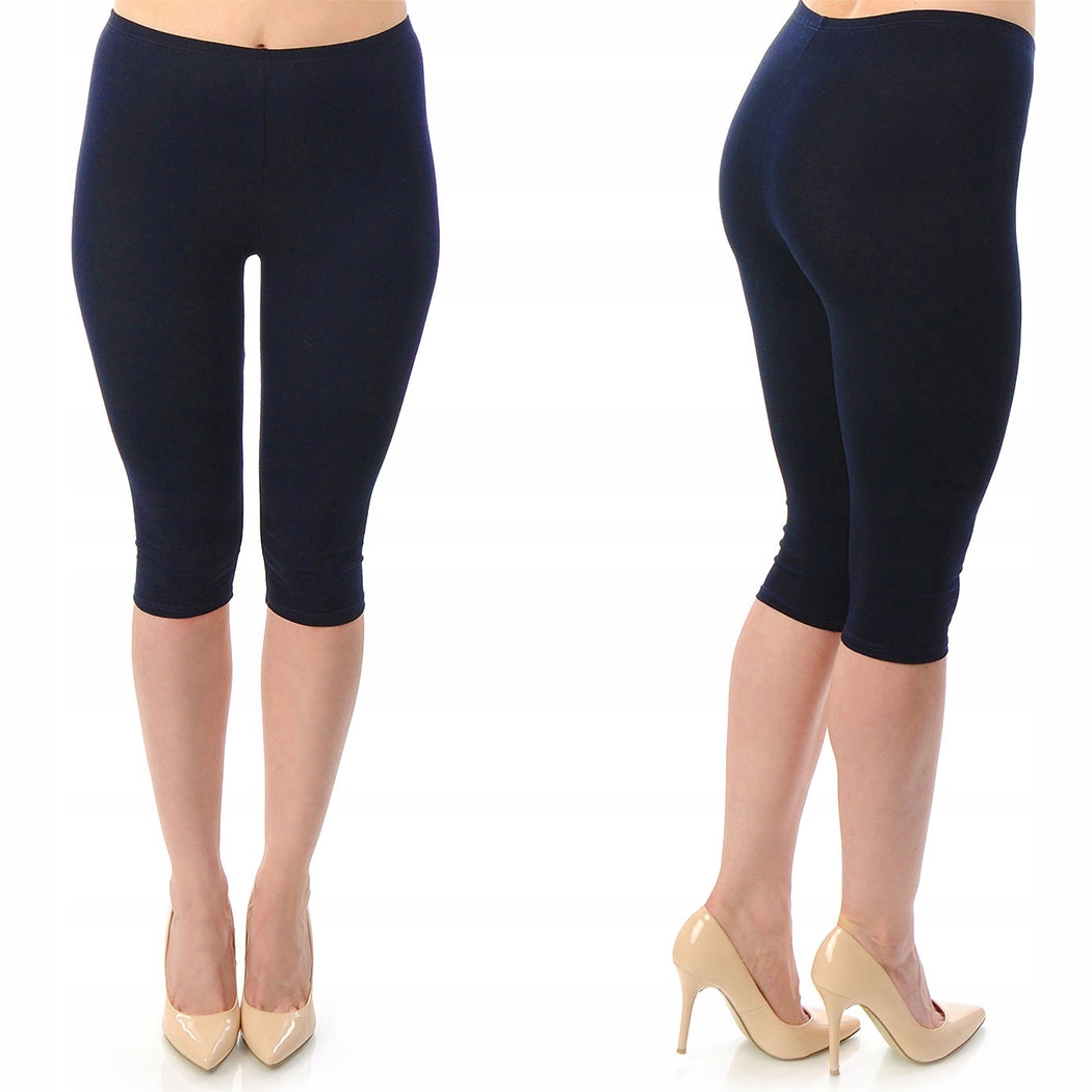 LEGGINSY BAWEŁNIANE GETRY LEGINSY 3/4 GRANATOWE XL