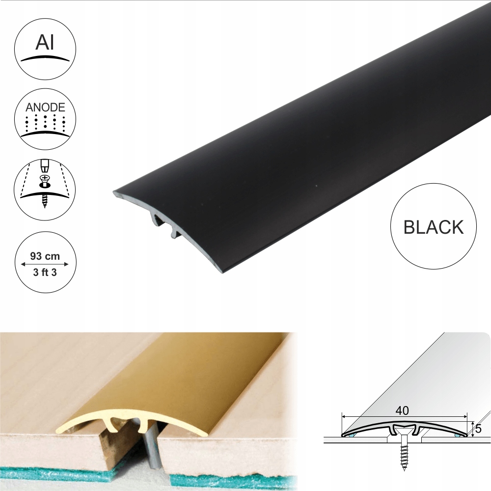 Listwa progowa Effector A64/93 cm czarna silikon