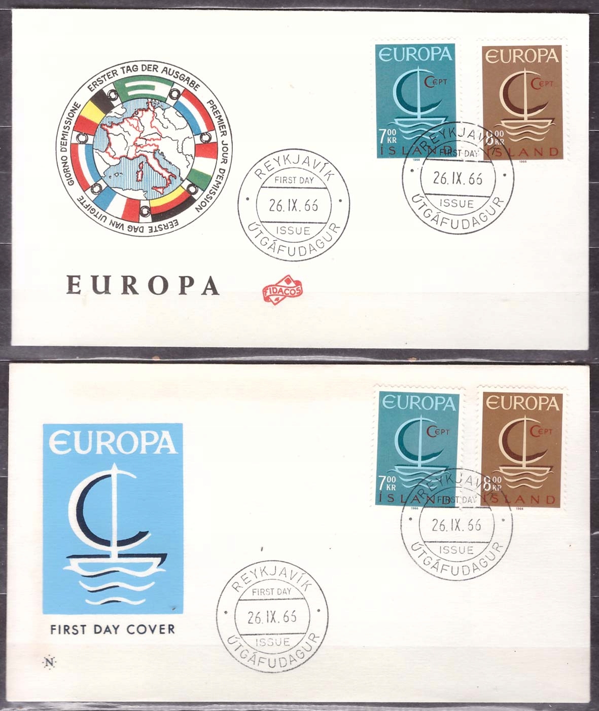 Islandia CEPT Europa koperty FDC 1966 (4)