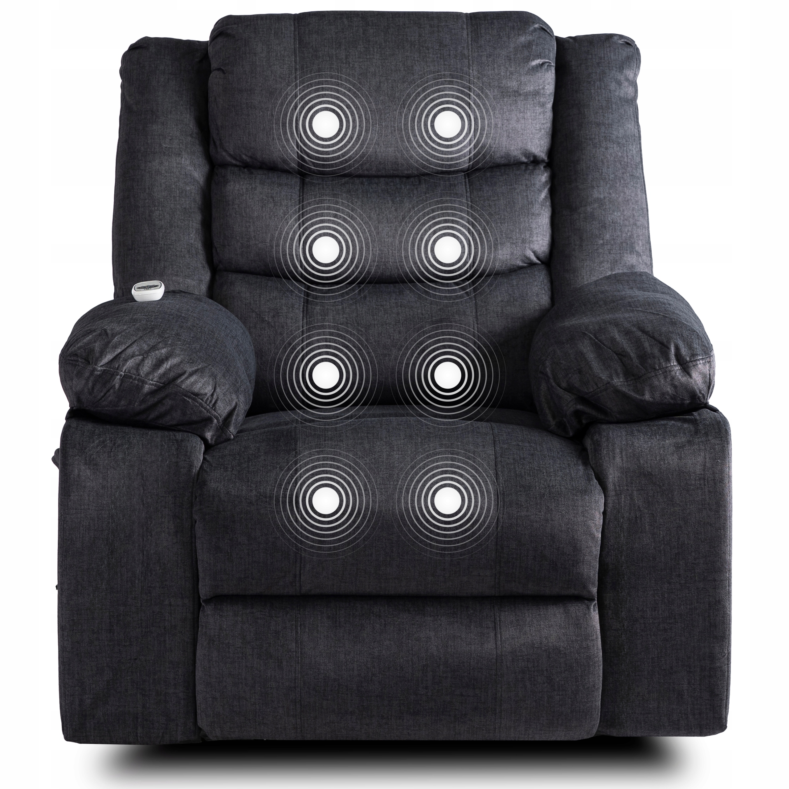 Elektryczny Fotel Rozkładany Masujący z Podnóżkiem JASPER Ciemny Popiel Szerokość mebla 93 cm