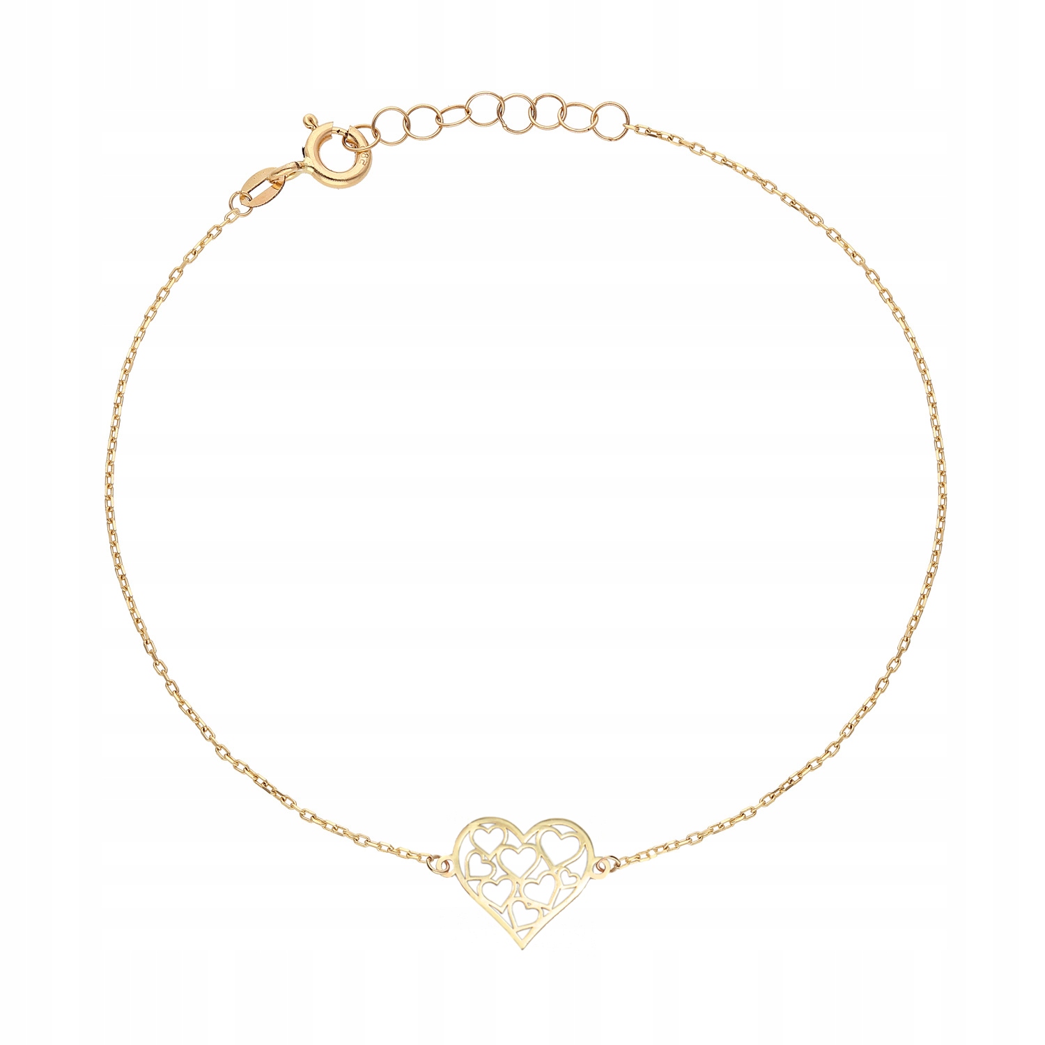 Zlatý náramek srdce prolamované Pr. 585 Gravírování