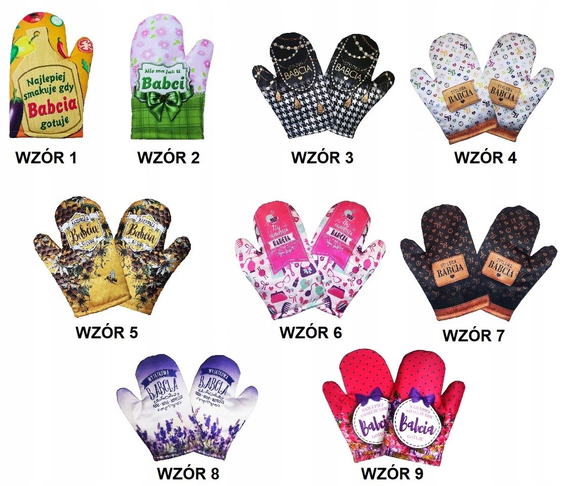 RĘKAWICA KUCHENNA DZIEŃ BABCI RÓŻNE WZORY BABCIA PREZENT Marka Aaron
