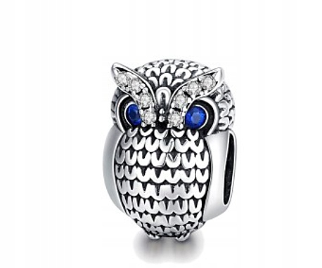 CHARMS ZAWIESZKA SOWA MĄDRA SÓWKA CYRKONIE
