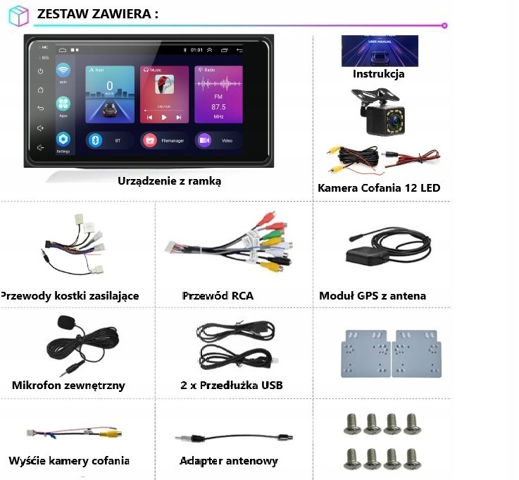 RADIO 2 DIN ANDROID GPS TOYOTA RAV4 II COROLLA YARIS AVENSIS E12 I INNE Marka Vtech