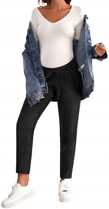 SHEIN SPODNIE DAMSKIE CIĄŻOWE CZARNE PROSTE 46 VŹC