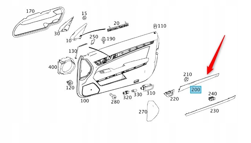 Ozdobná Dveřní Lišta Mercedes A2077202222