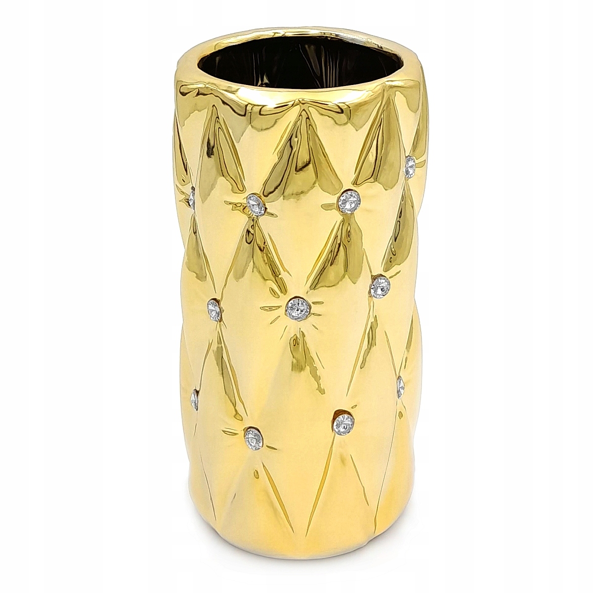 Wazon z kryształkami glamour nowoczesny ZŁOTY 23cm