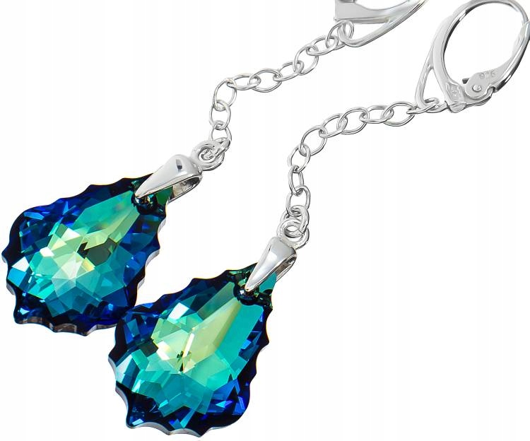 Krystaly Náušnice Bermuda Blue Stříbro Arande