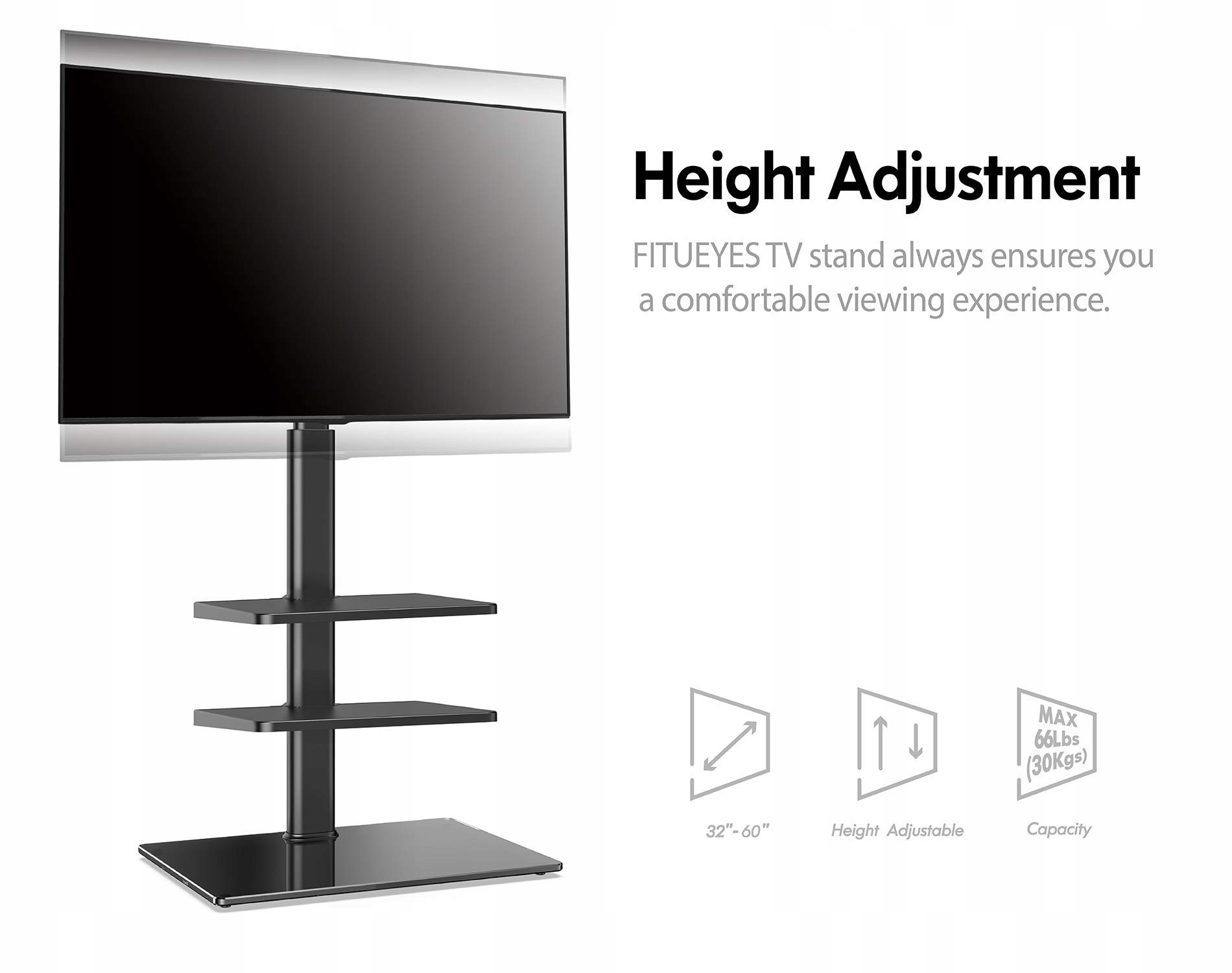 STOJAK POD TELEWIZOR 32-60 Z REGULACJĄ 3 PÓŁKI Waga produktu z opakowaniem jednostkowym 19 kg