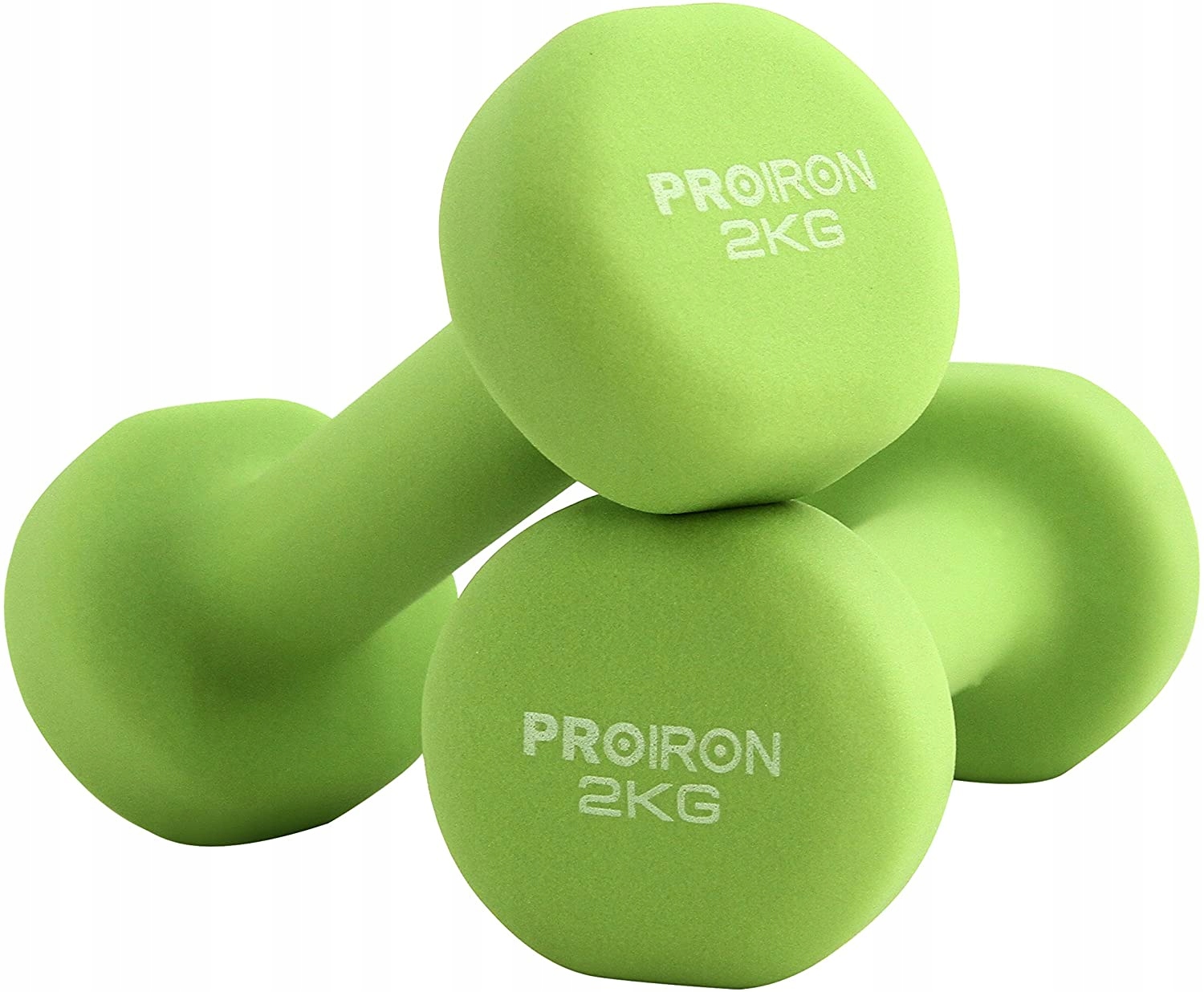 Proiron Hantle 2x2kg neoprenowe żeliwne zielone do ćwiczeń fitness