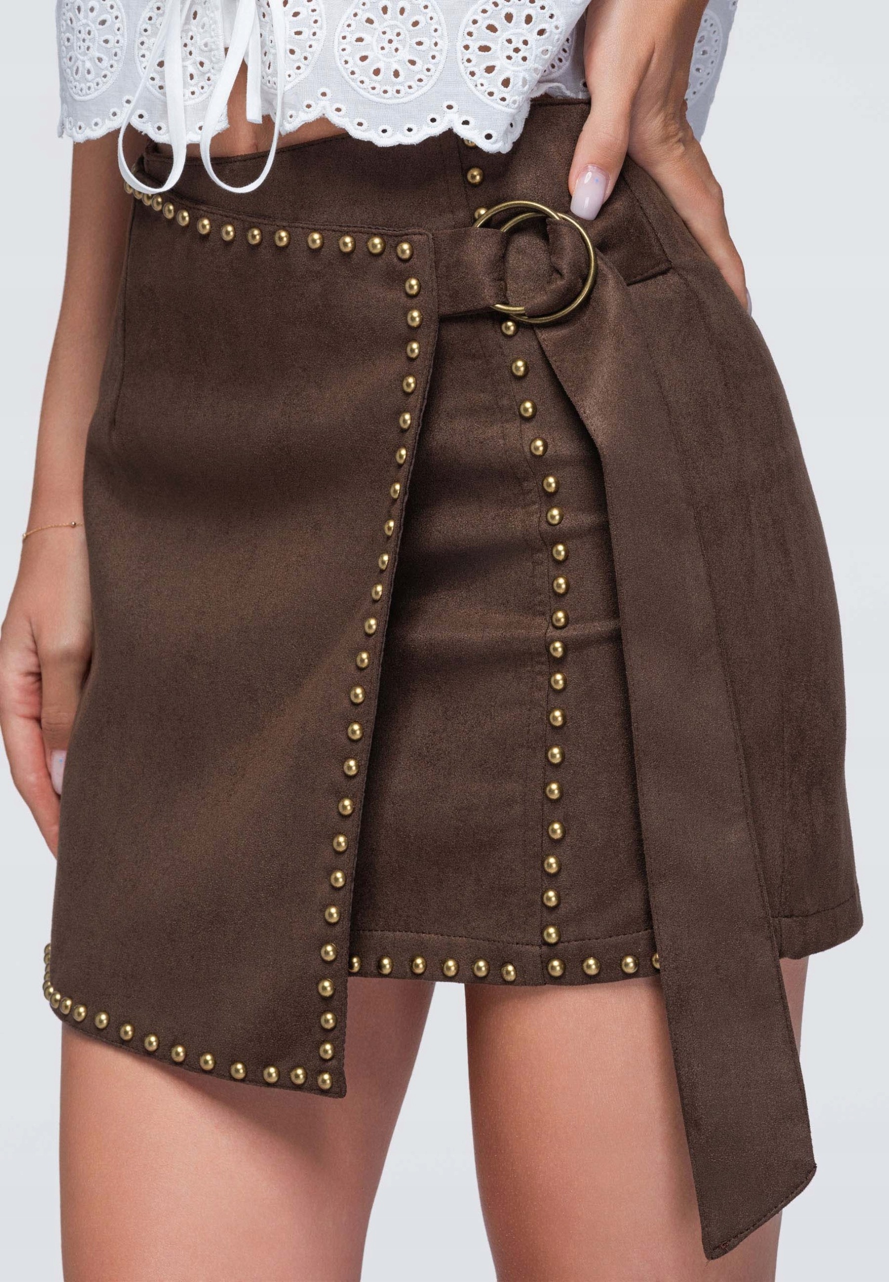Stylová sukně, asymetrická, kakaová hnědá OW-GL-E0023 S/m