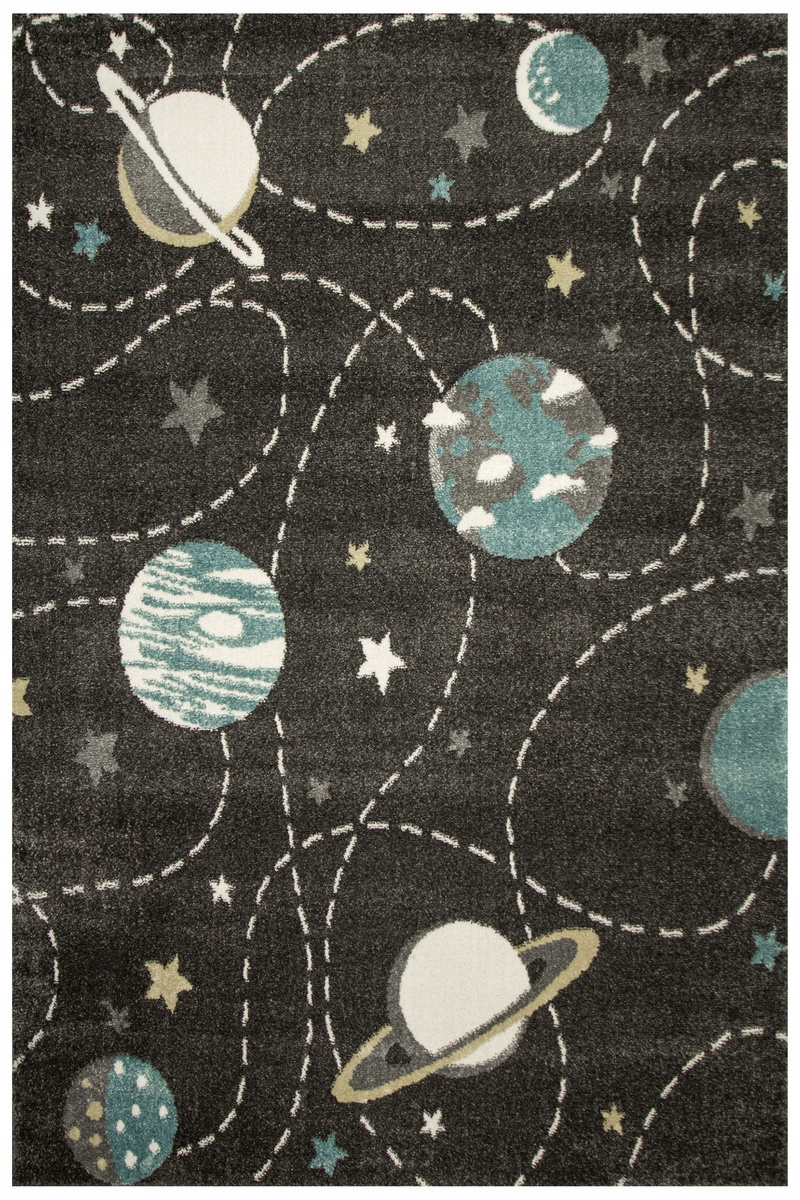 Dywan Dziecięcy Planety Kosmos Grafitowy Krem Szary Turkus Lima 160x230 cm