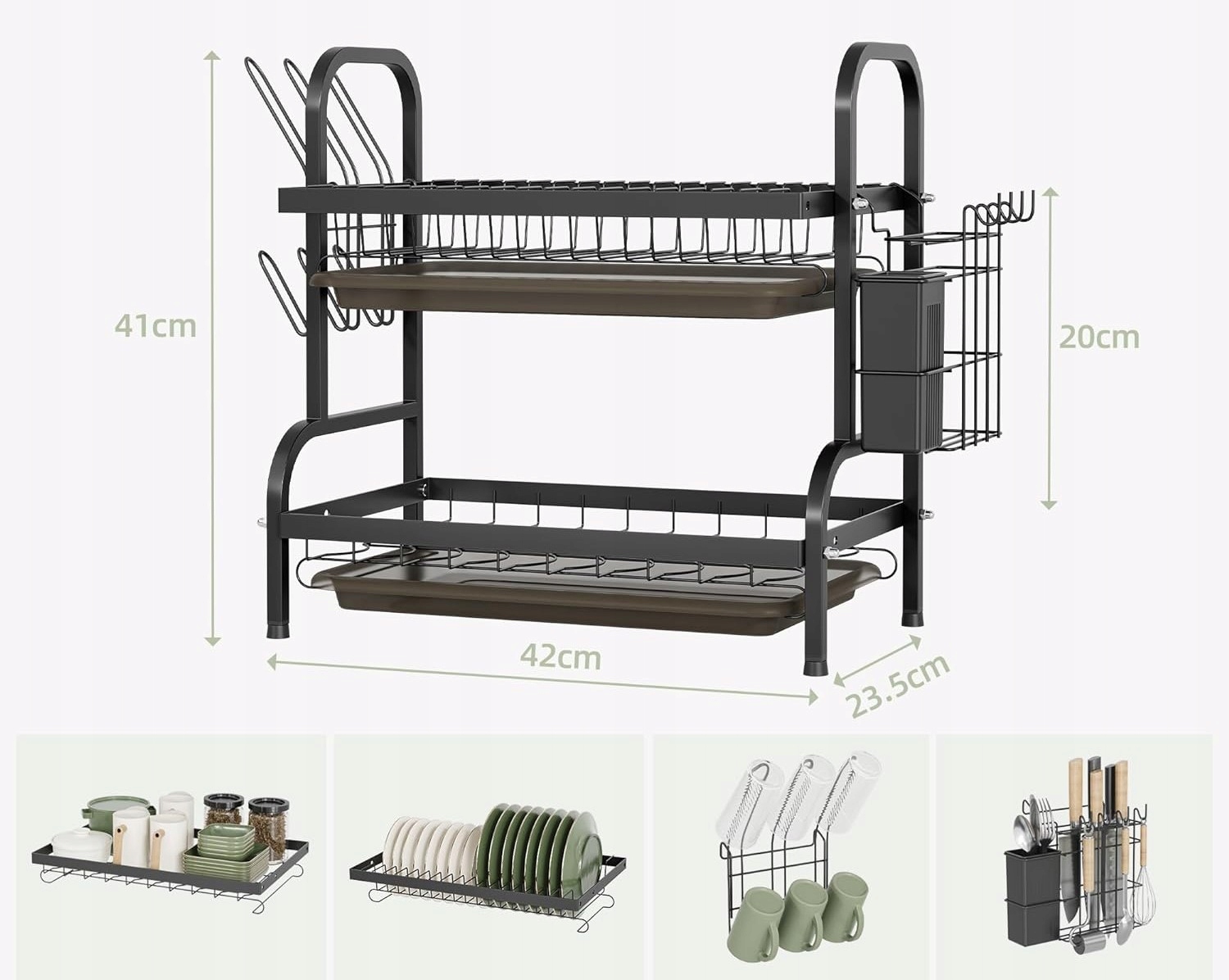 SUSZARKA DO NACZYŃ DWUPOZIOMOWA STOJĄCA CZARNA NIERDZEWNA METALOWA OCIEKACZ Stan opakowania oryginalne