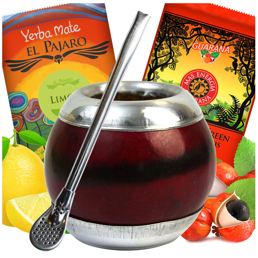 Levně Sada Yerba Mate Green Guarana Přírodní Velké Kování Tykva Bombilla Energia