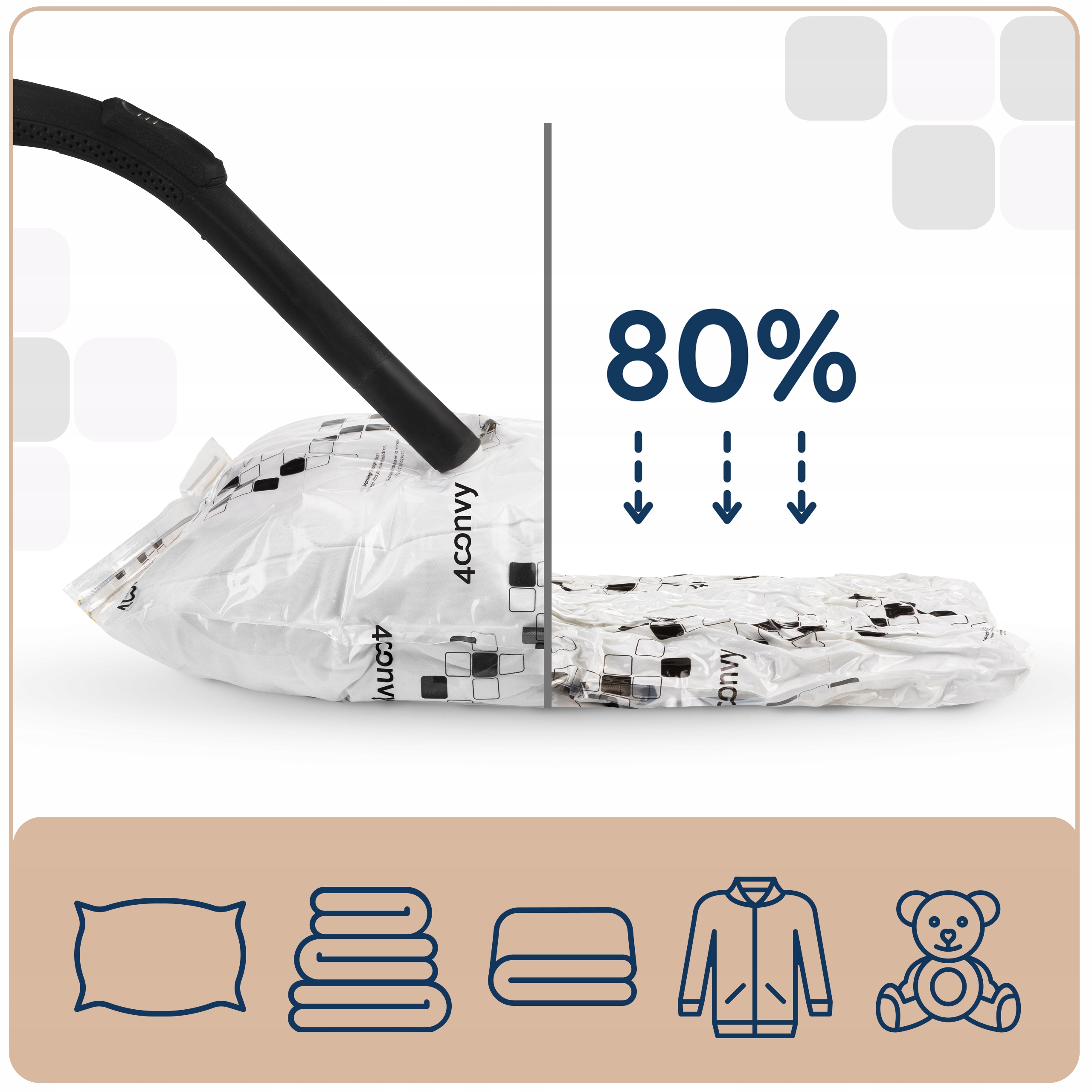 SOLIDNY worek próżniowy 60x80 na rzeczy ubrania koc 30% grubszy bezpieczny Szerokość 60-60 cm