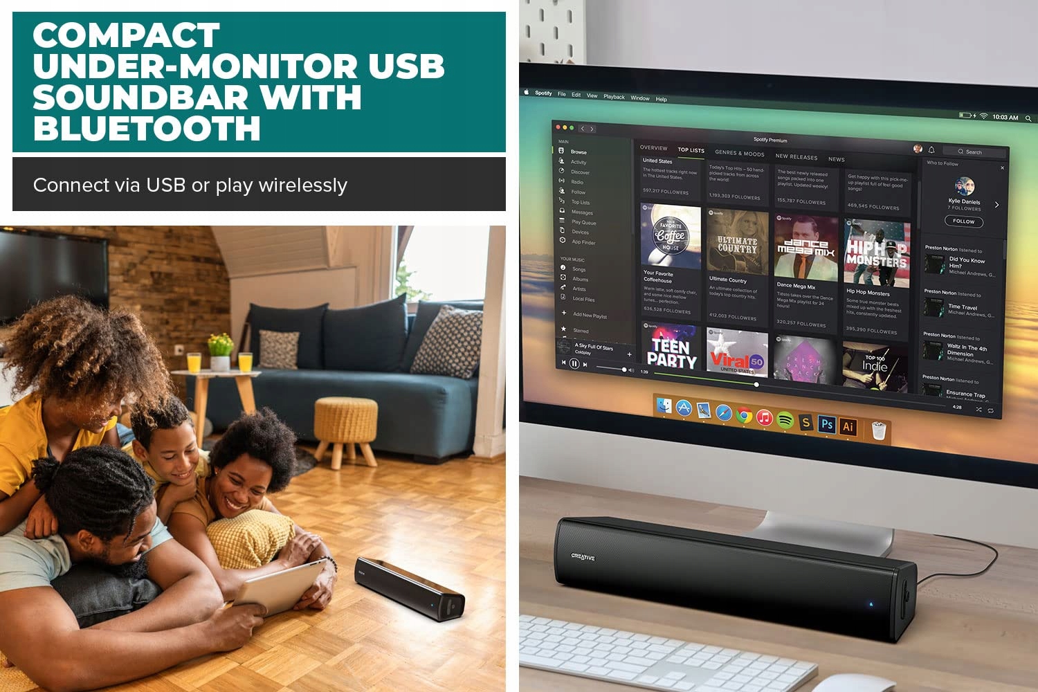 CREATIVE Stage Air V2 Kompaktowa Soundbar USB Bluetooth PC PS5 Switch 6h — miniatura 2