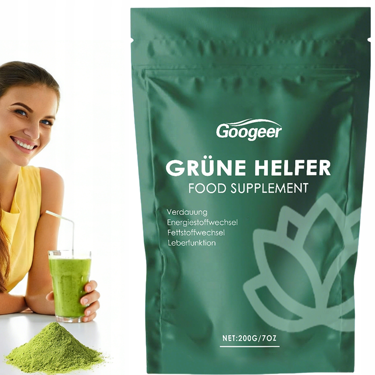 Googeer Green Helper, 200 g proszek detoksykujący Green Helper