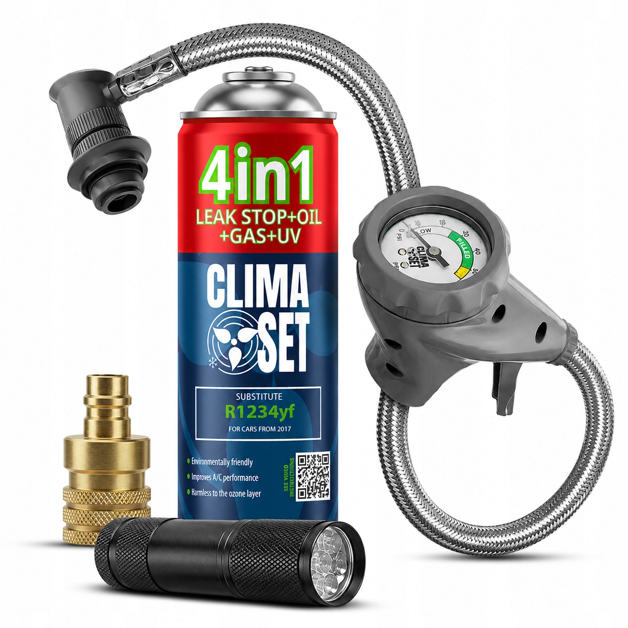 Clima Set 4v1 R1234yf Vypouštěcí kabel Adaptér Yf