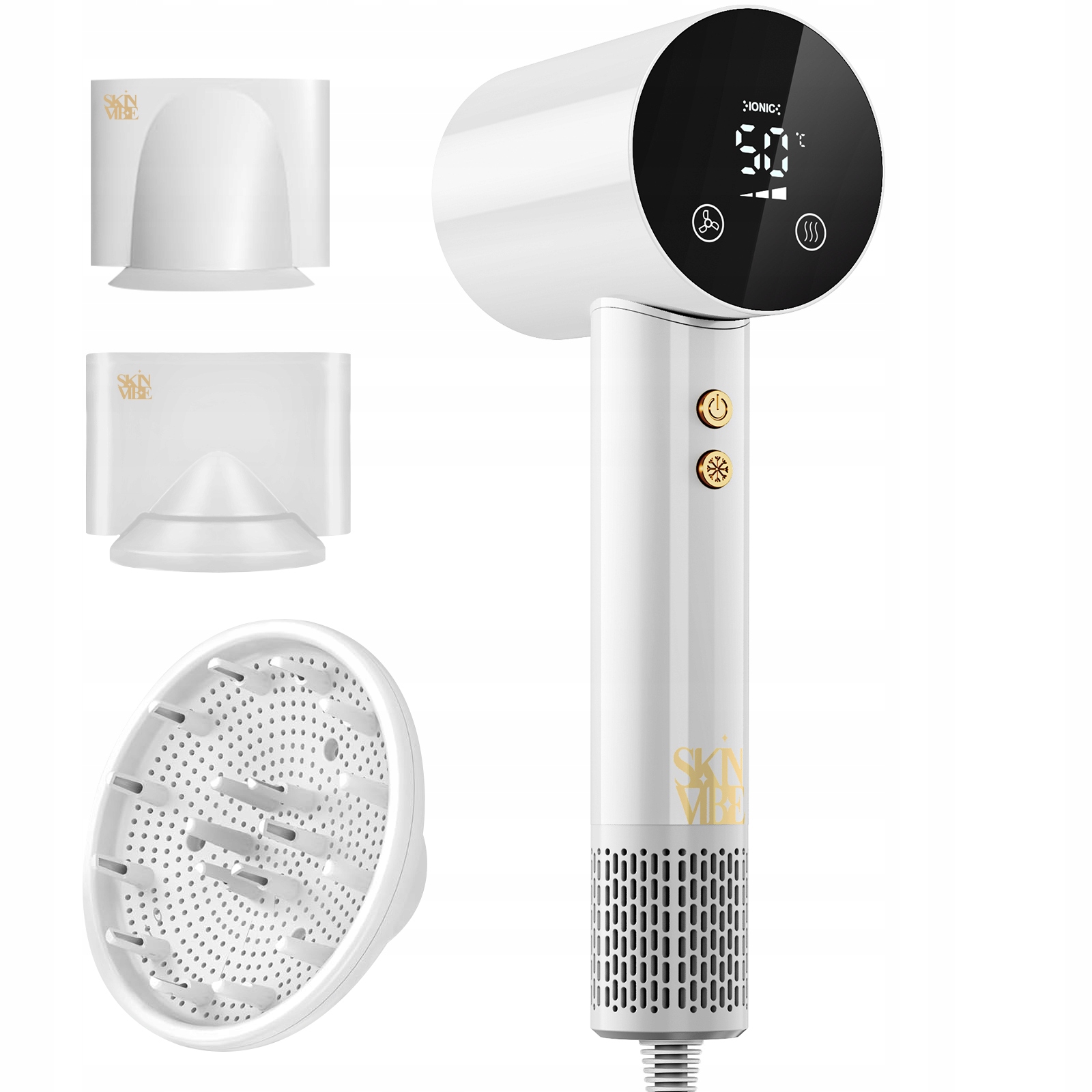 Suszarka do Włosów SkinVibe Libra AirLoom Biała 3 Magnetyczne Dysze