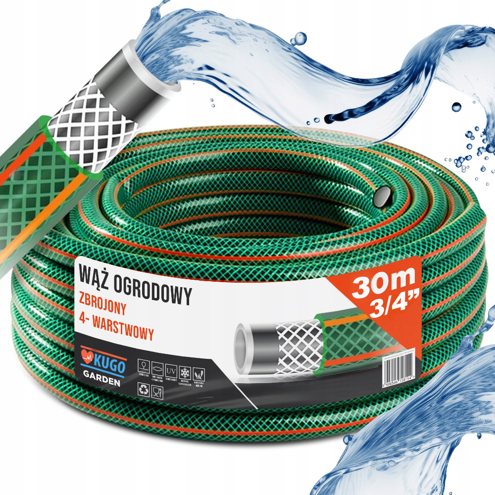 Wąż Ogrodowy Gumowy 3/4" 30m 4 Warstwowy Zbrojony Polska Produkcja
