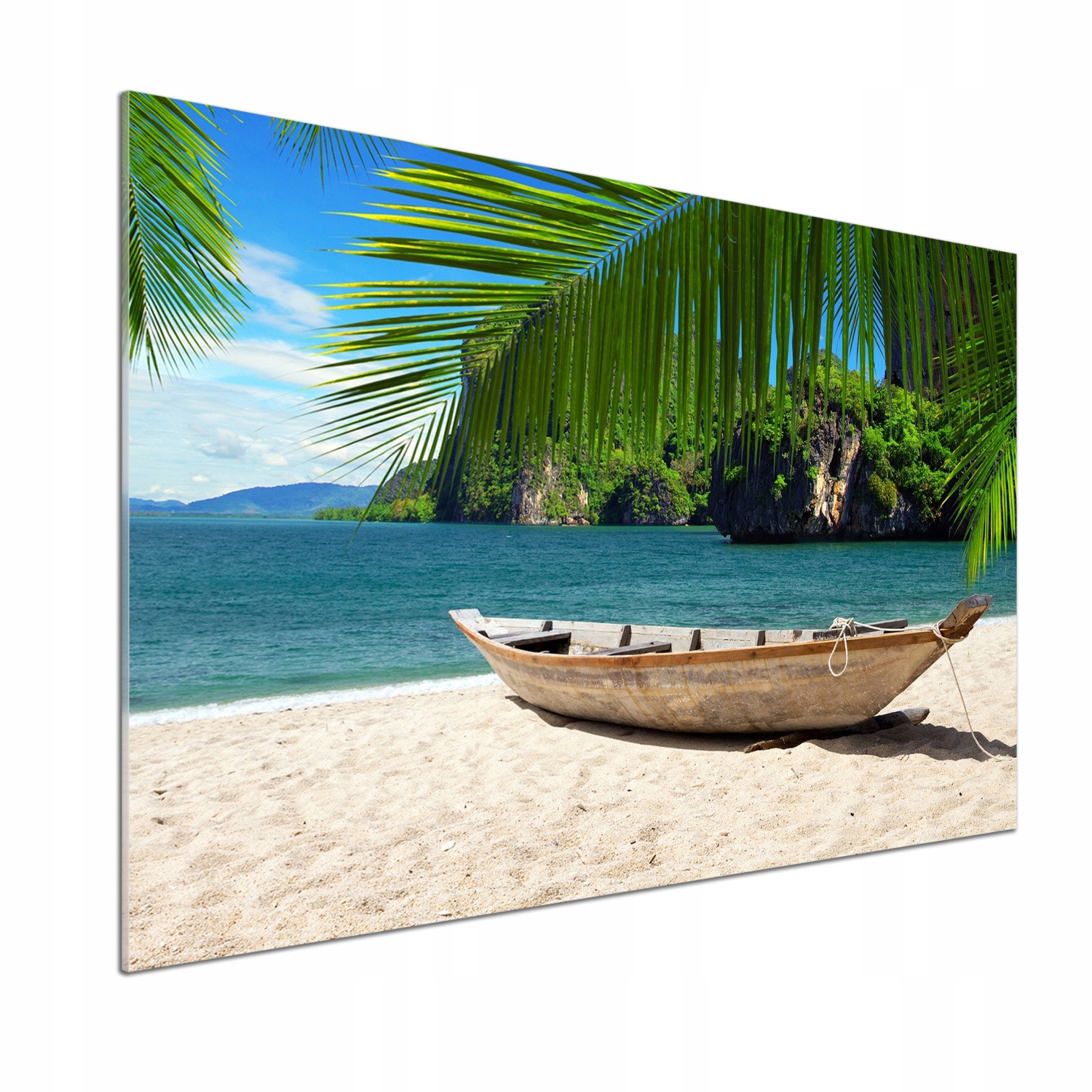 Panel do kuchyne Loďka na pláži 100x70 cm Lepidlo