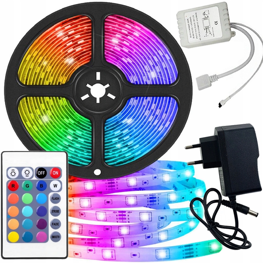 

Wodoodporna Taśma Led Smd Rgb 5M Kolorowa + Pilot