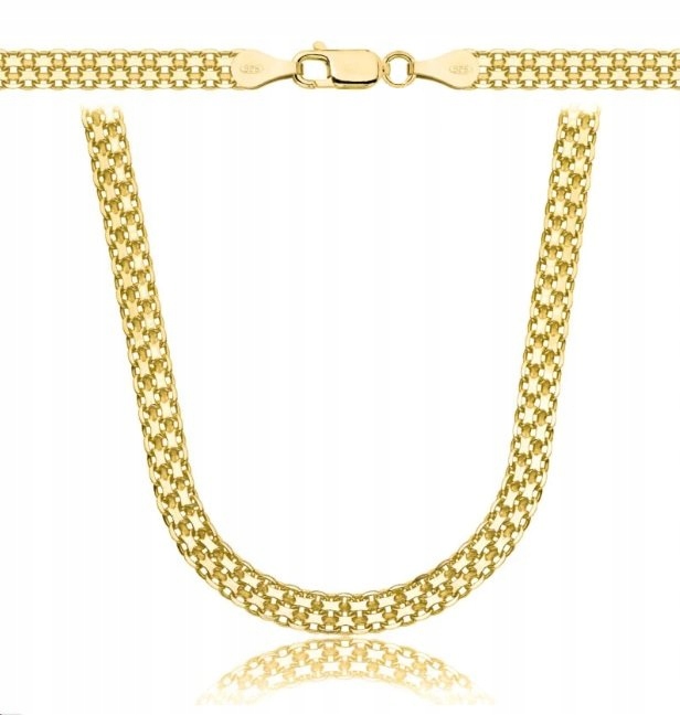 Pozlacený Stříbrný řetízek pro ženy, Bismark, stříbro 925 elegantní