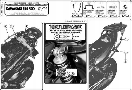 Kappa Rám Centrálneho Kufra Kawasaki ER5 500 (01-07) (bez Dosky)