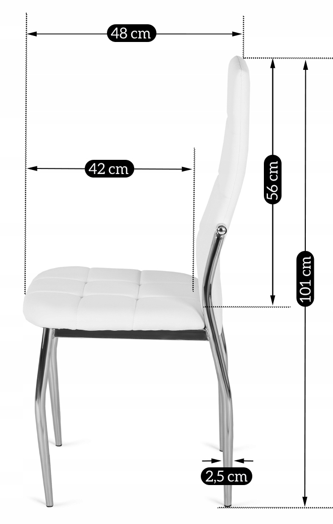 Wymiary krzesła MOLLY – rzut 2