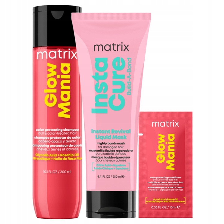 Matrix sada pro poškozené vlasy Glow Mania šampon IC kondicionér Dárek