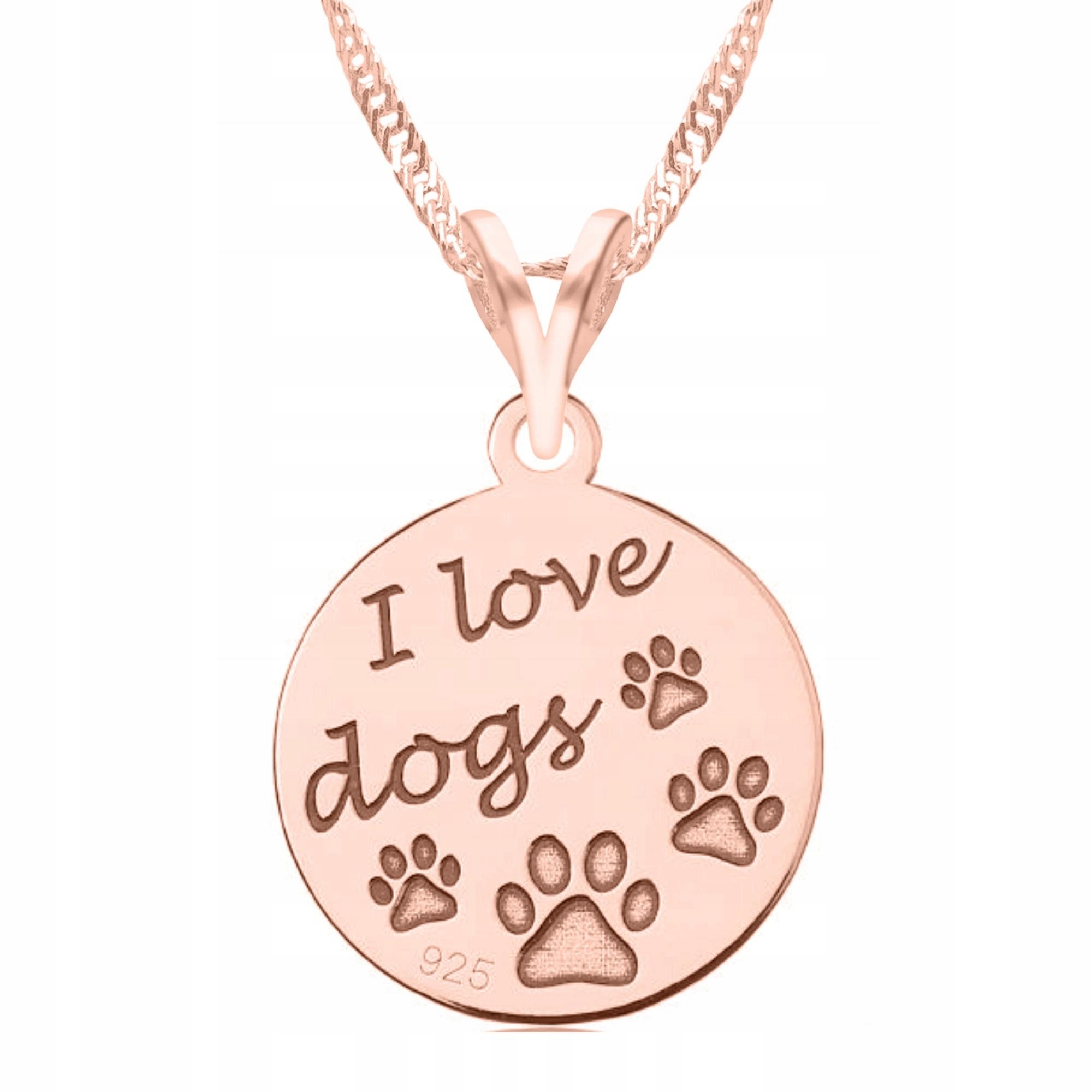 Pozlacený náhrdelník s nápisem I Love Dogs Miluji psy Pejsek Stříbro 925