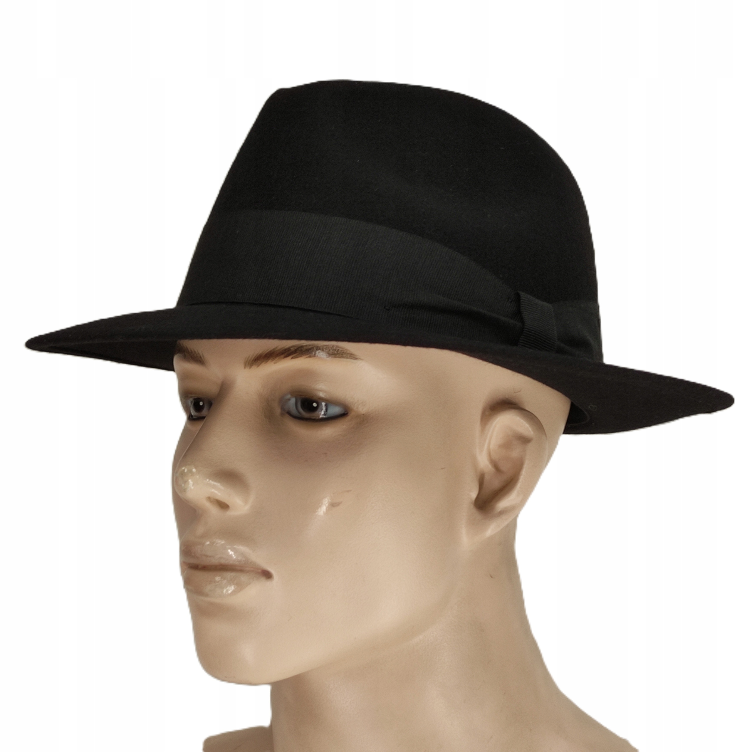 Pánský dámský Černý Klobouk plst vlněný klasický Fedora Borsalino 57 cm
