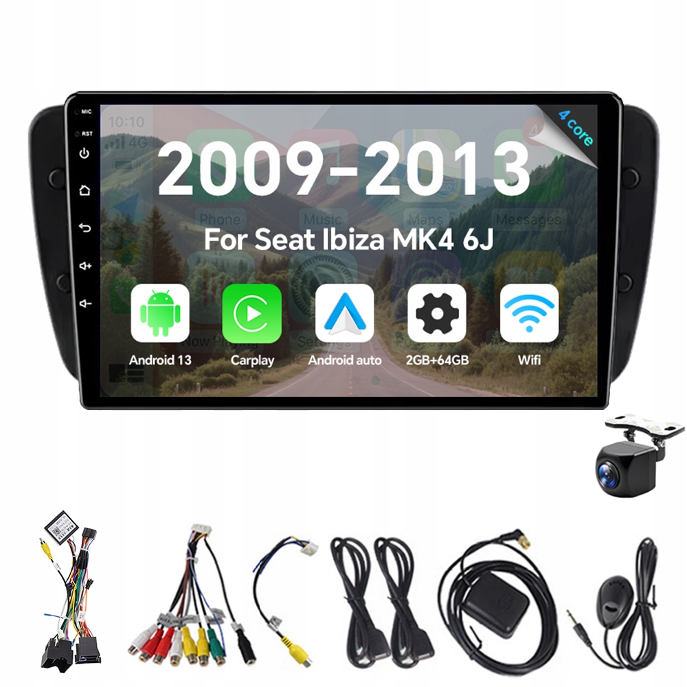 2Din Android 13 autorádio pre Seat Ibiza MK4 6J 2009-2013 2G 64G Carplay Bt
