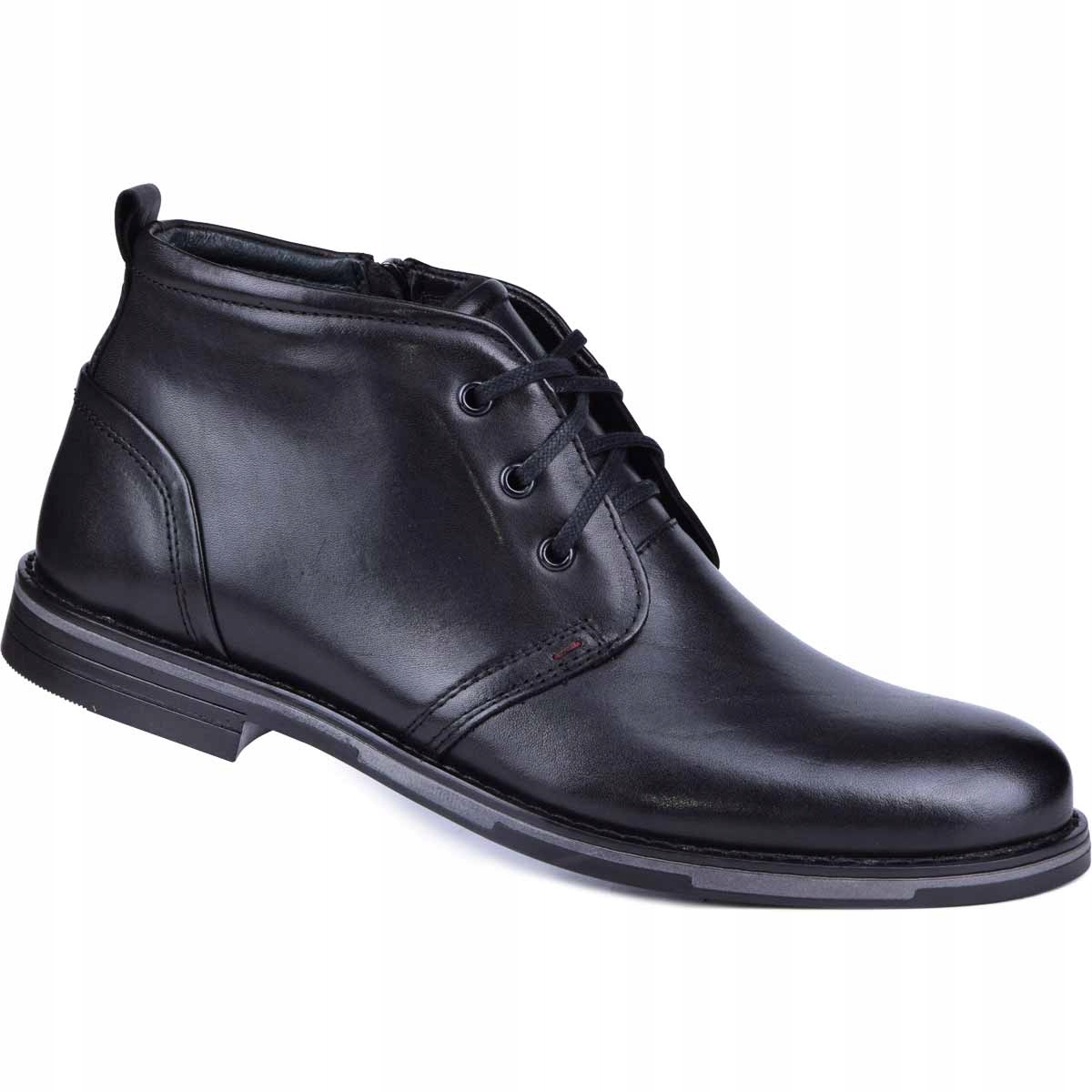 Zimní pánské zateplené boty kůže černá 44