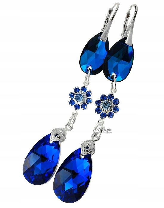 Krystaly Náušnice Blue Bella Stříbro Arande