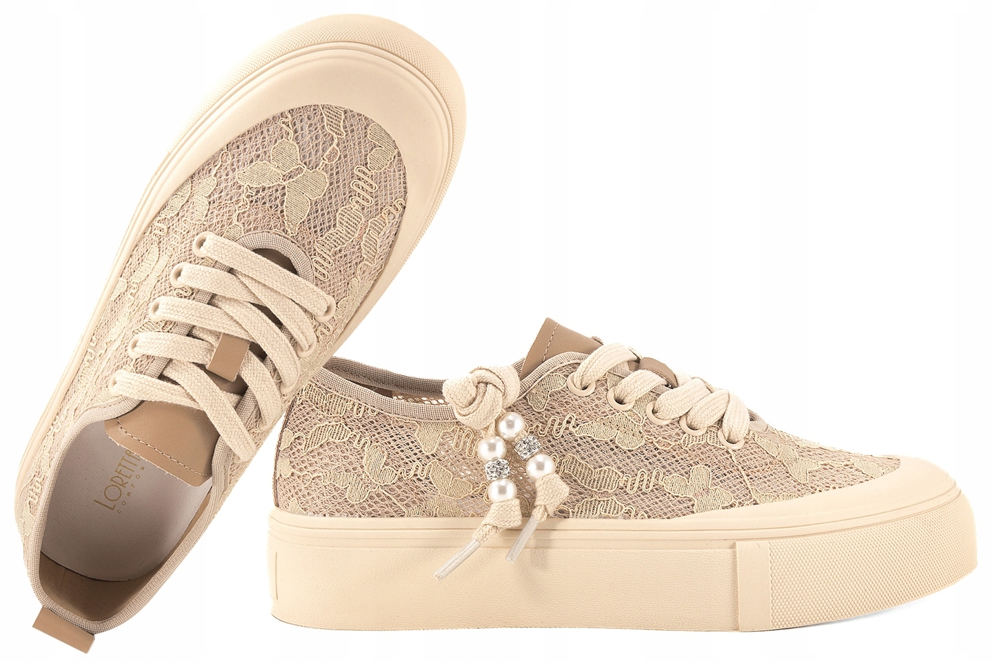 Loretta Vitale W1906 Krajkové Polobotky Na Platformě, Textilní Tenisky, Velikost 39