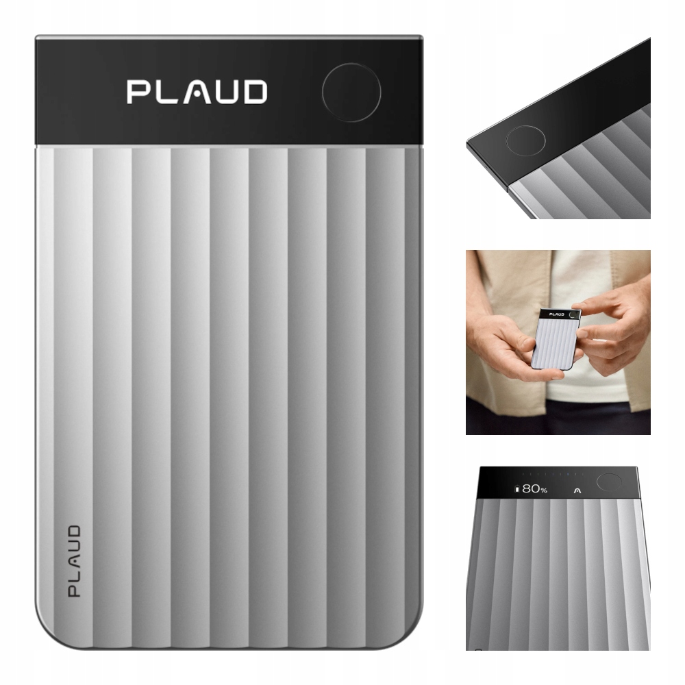 Dyktafon Plaud Note Pro nagraj transkrybuj podsumuj Ai chat Gpt srebrny