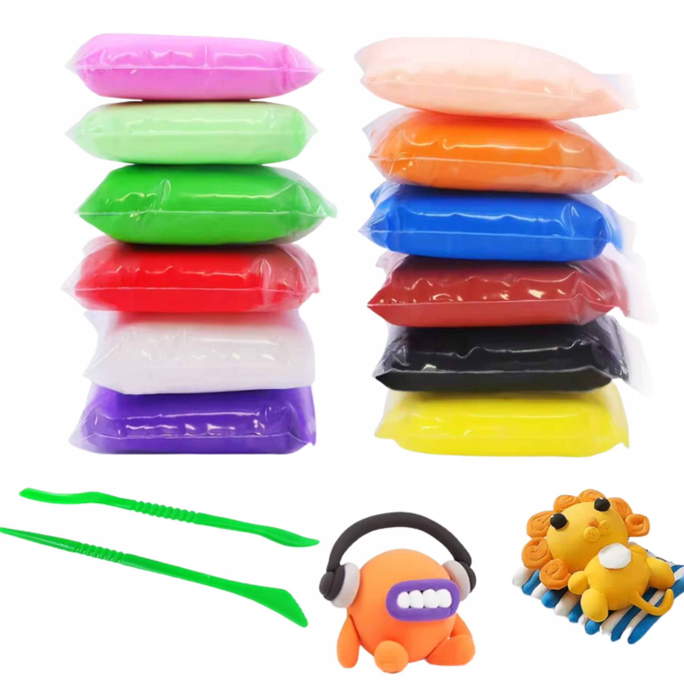 PLASTELINA MODELINA POLIMEROWA MASA PIANKOWA PIANKOLINA GLINA ZESTAW 12SZT