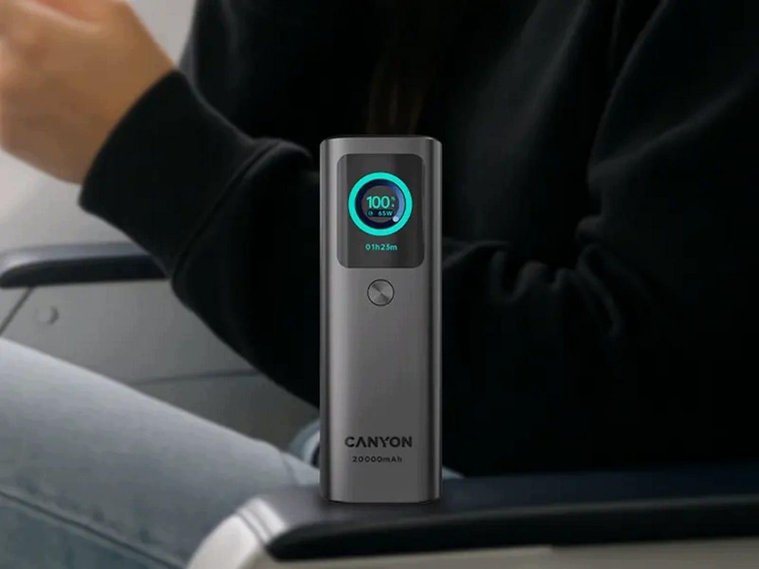 CANYON Built-in cable power bank OnPower 265 20000mAh 165W   Aluminium Dark grey — 8