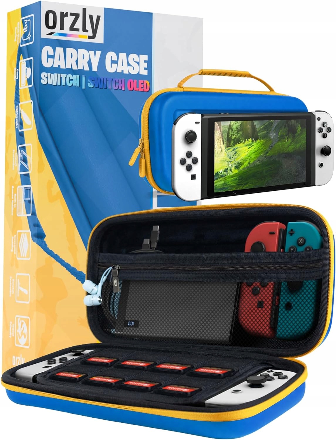ETUI OCHRONNE DO NINTENDO SWITCH OLED TWARDY CASE EVA MIKROFIBRA NIEBIESKI