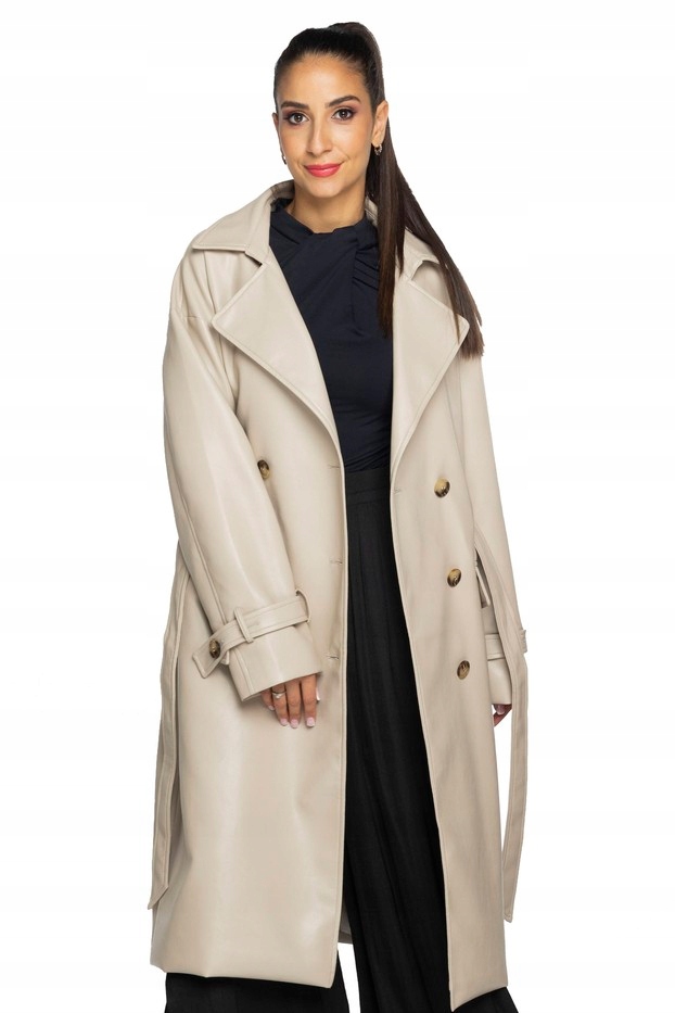 Béžový Plášť Z Eko Kůže AG6-30 Vel. L (40)