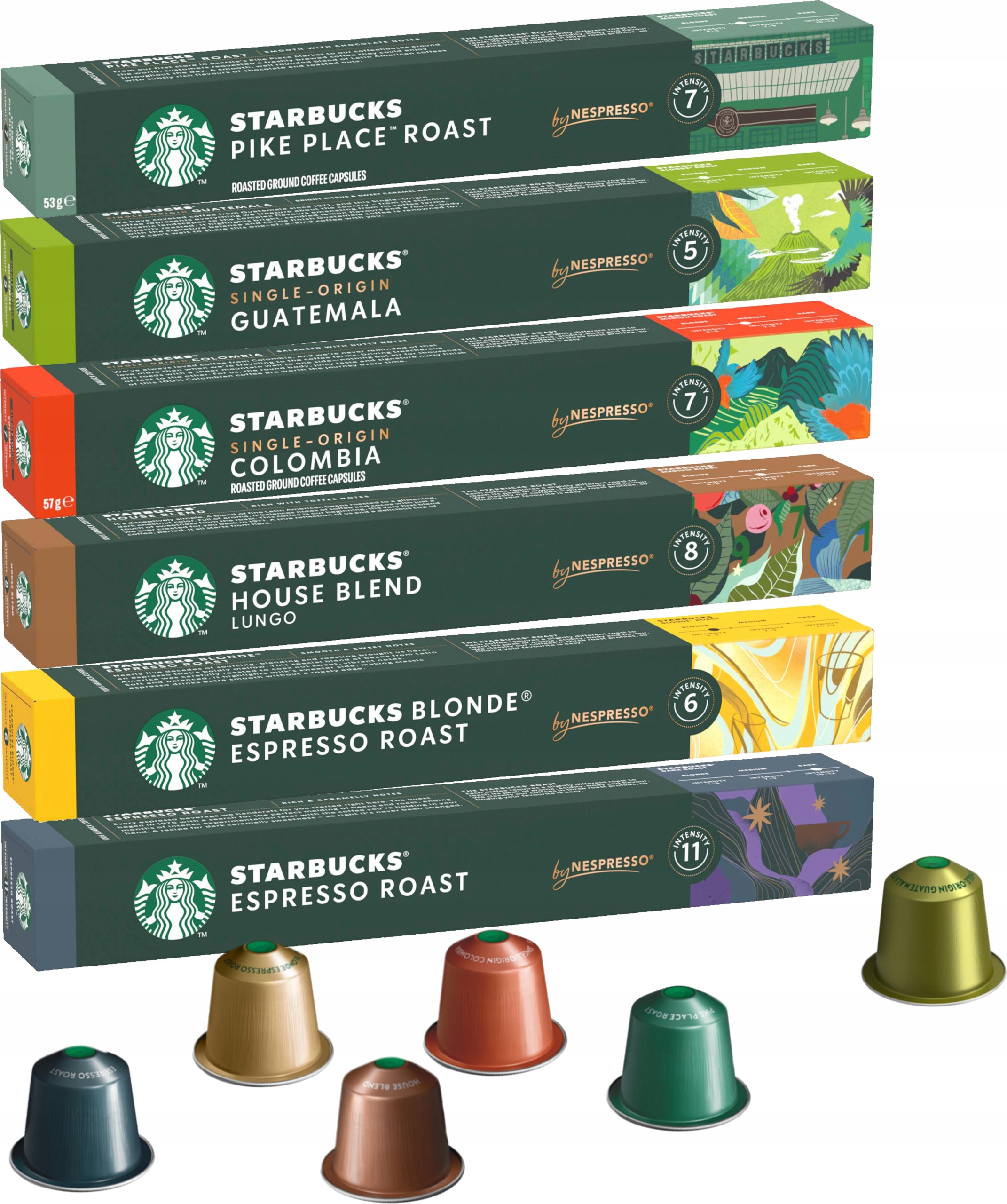 Levně Kapsle do Nespresso Starbucks sada 60 kusů (6 x 10 kapslí)