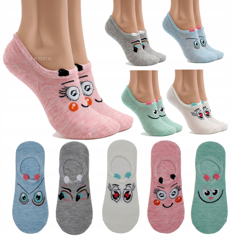 

5x Stopki Bawełniane Skarpety damskie Wesołe 36-38