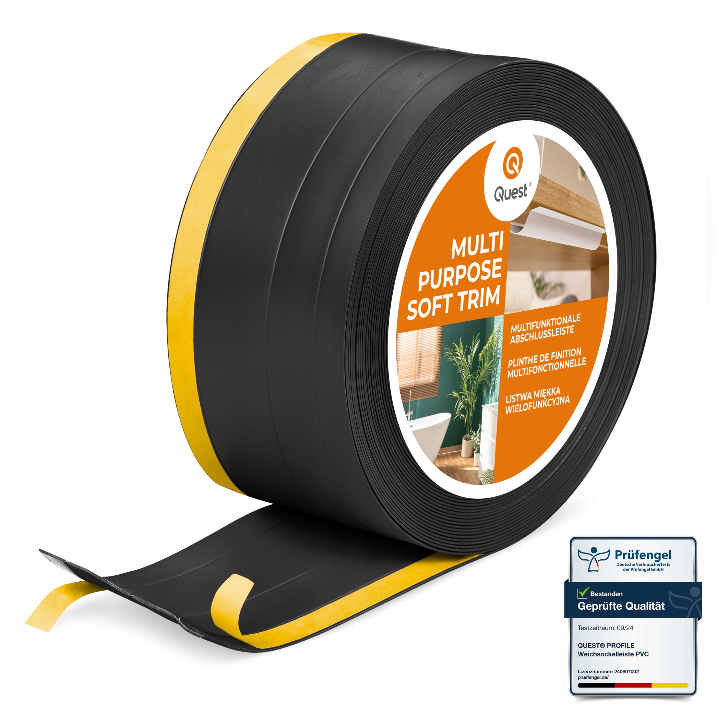 Pvc dokončovacia lišta 4in1 samolepiaca, čierna 120 mm, 10 m, W2