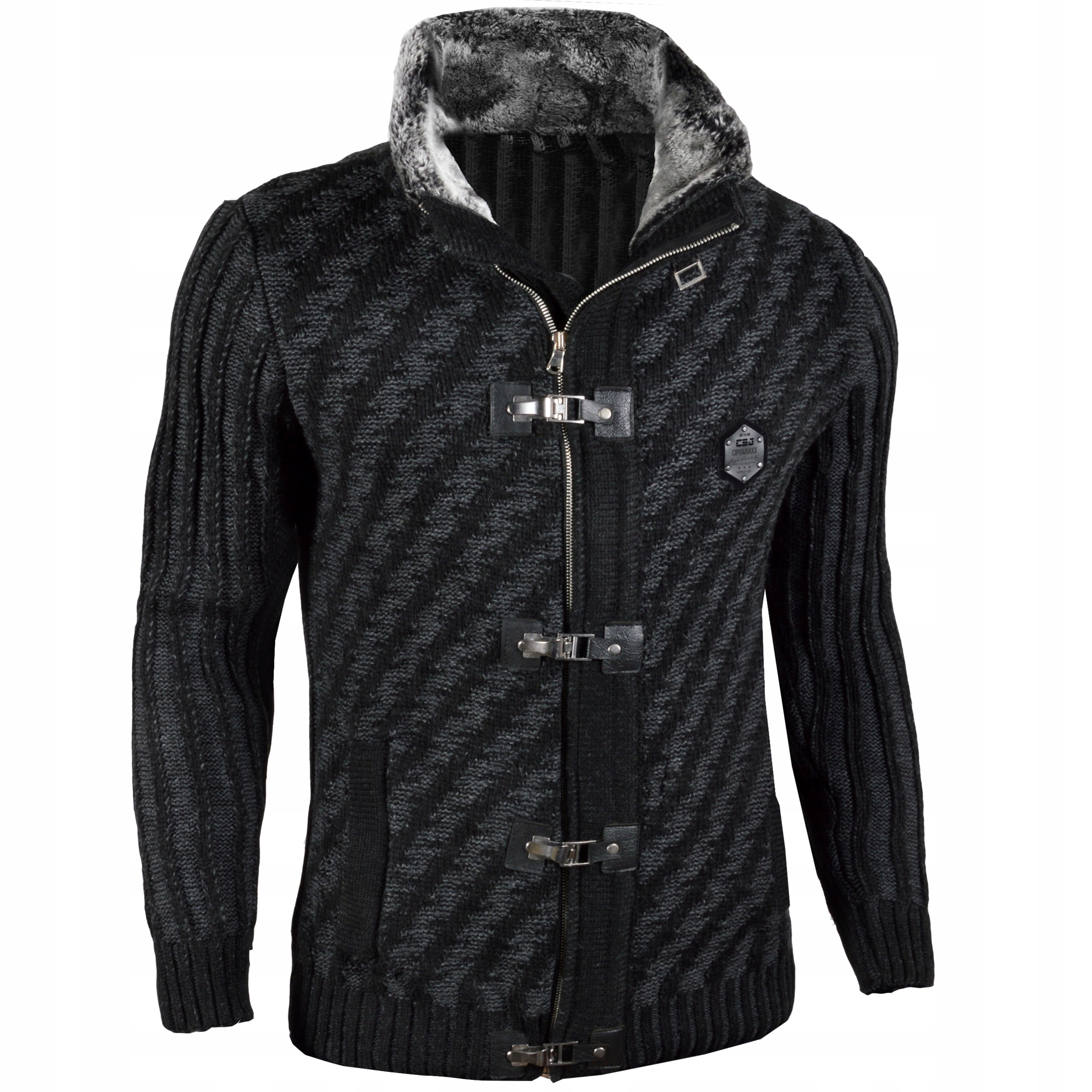 Pánský svetr Kardigan Mikina Tlustý Teplý Stojáček Nákrčník Rolák