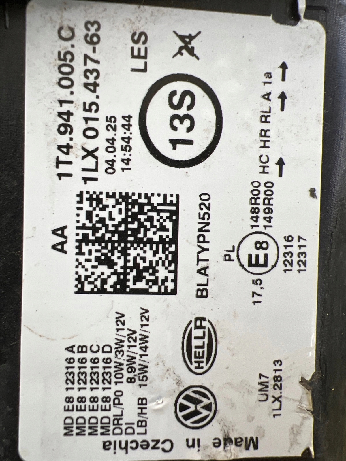 light left VW ID BUZZ 1T4941005C Full Led
