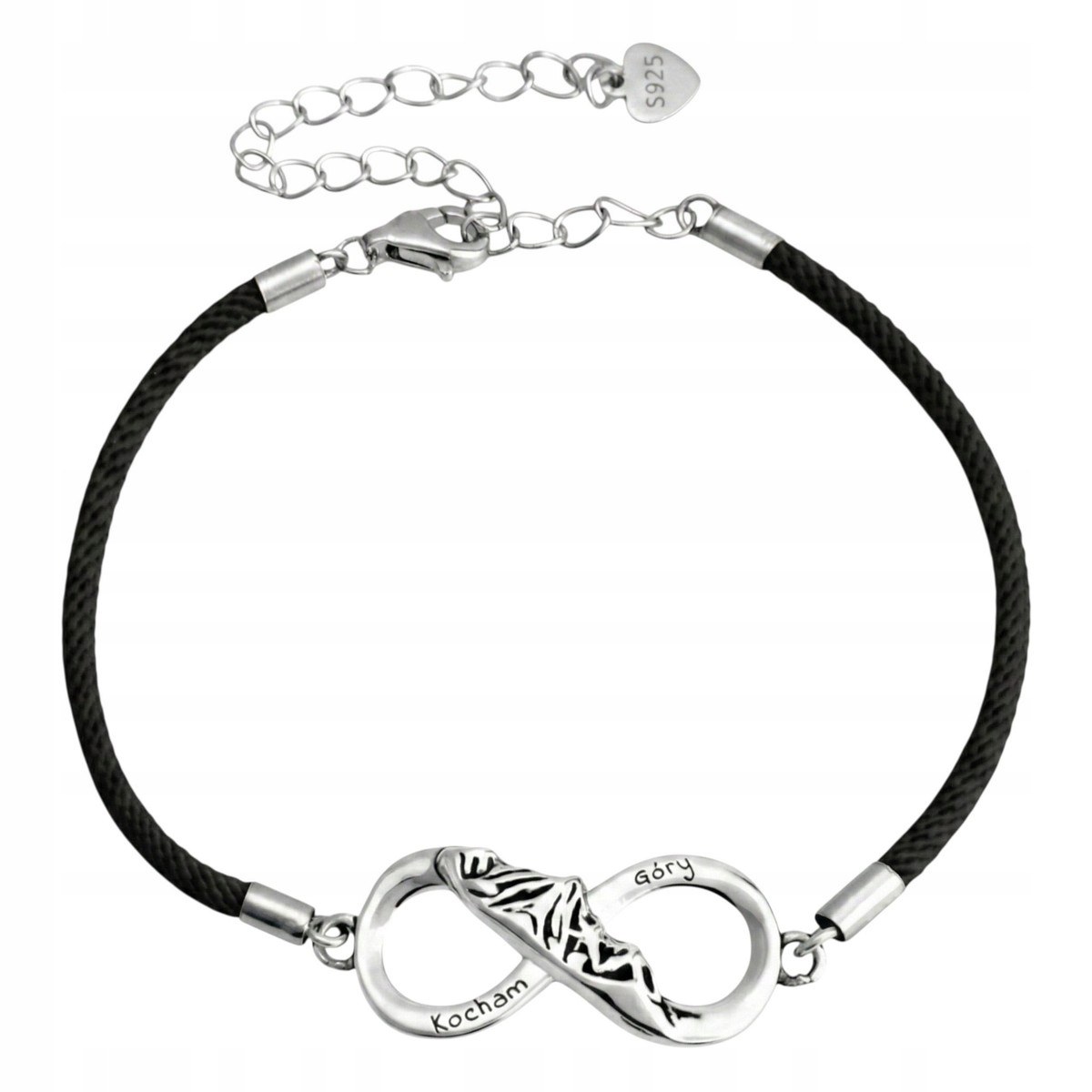 Miluji Hory Šňůrková bansoletka černá se stříbrem 925