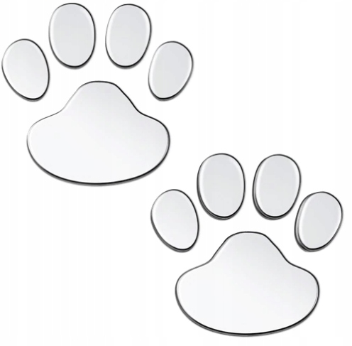 NAKLEJKA PSIE ŁAPKI ŁAPA CHROM SREBRNA AUTO DOM